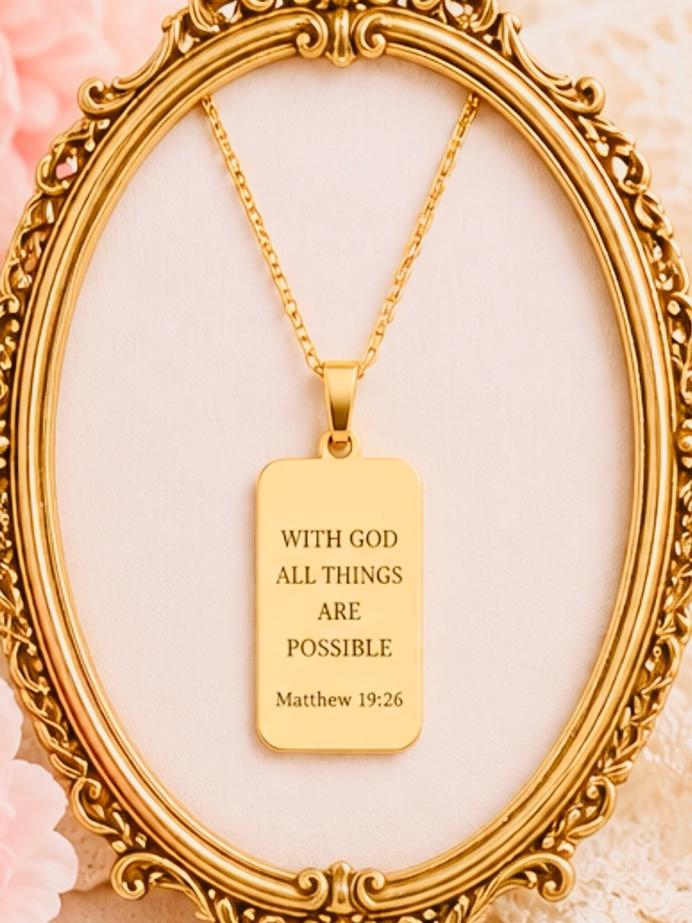 18k GOLD PLATED Necklace  WITH GOD ALL THINGS ARE POSSIBLE 🙏